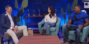 Photo of Oliver Kugler with hosts Mady Dudley and Larry Aldrich